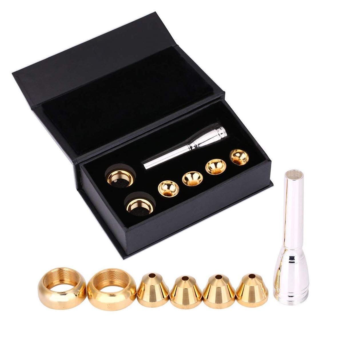 トランペットマウスピース 日本製 金メッキ Amazon | 真鍮 トランペット マウスピースセット 1-1/2c 3c 5c